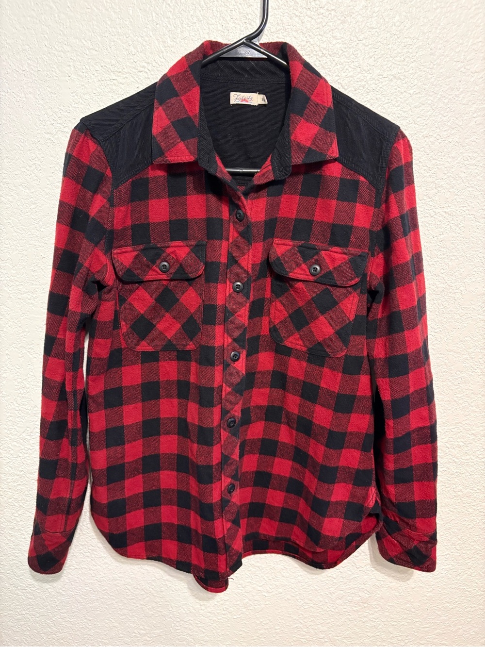 Faherty Women’s Black and Red Buffalo Check Flannel Shirt Jacket S